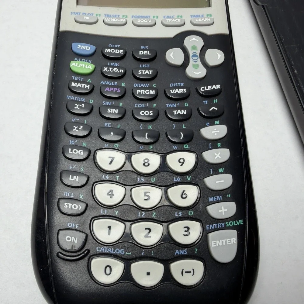 Texas Instruments TI-84 Plus Graphing Calculator Black With Cover Tested Working